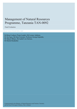 Management of Natural Resources Programme, Tanzania TAN-0092