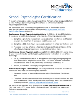 School Psychologist Certification