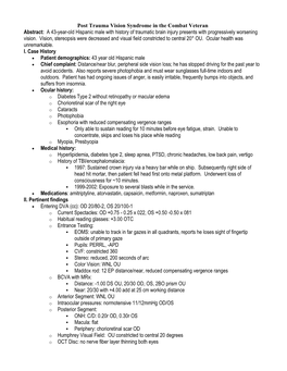 Post Trauma Vision Syndrome in the Combat Veteran Abstract