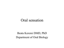 Oral Sensation