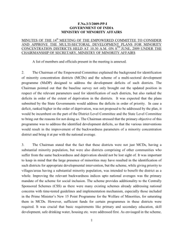 1 F.No.3/3/2009-PP-I GOVERNMENT of INDIA MINISTRY of MINORITY