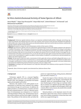 In Vitro Antitrichomonal Activity of Some Species of Allium