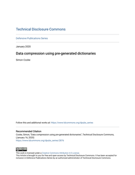 Data Compression Using Pre-Generated Dictionaries