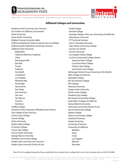 Affiliated Colleges and Universities