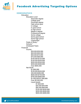 Facebook Advertising Targeting Options