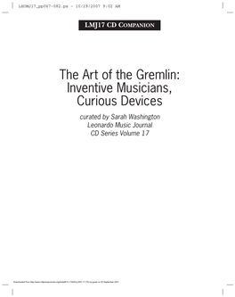 Inventive Musicians, Curious Devices Curated by Sarah Washington Leonardo Music Journal CD Series Volume 17