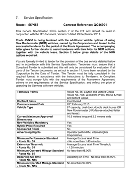 7. Service Specification Route: 55/N55 Contract Reference