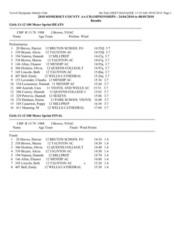 2010 Somerset County Aa Championships
