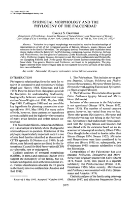 Syringeal Morphology and the Phylogeny of the Falconidae’