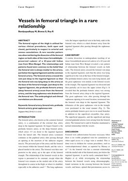 Vessels in Femoral Triangle in a Rare Relationship Bandyopadhyay M, Biswas S, Roy R