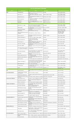 List of Acer Service Provider