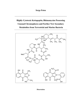 Highly Cytotoxic Kettapeptin, Bhimamycins Possessing Unusual Chromophores and Further New Secondary Metabolites from Terrestrial and Marine Bacteria