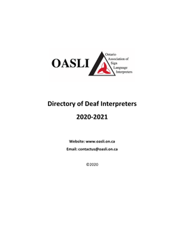 Directory of Deaf Interpreters 2020-2021