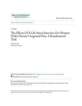 The Effects of a Life-Stress Interview for Women with Chronic Urogenital Pain: a Randomized Trial" (2016)