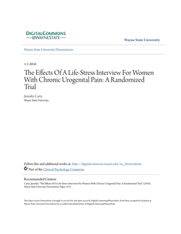 The Effects of a Life-Stress Interview for Women with Chronic Urogenital Pain: a Randomized Trial