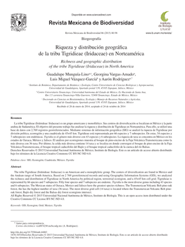 Riqueza Y Distribución Geográfica De La Tribu Tigridieae