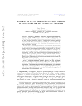 Geometry of Matrix Decompositions Seen Through Optimal Transport and Information Geometry