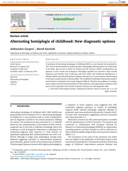 Alternating Hemiplegia of Childhood: New Diagnostic Options