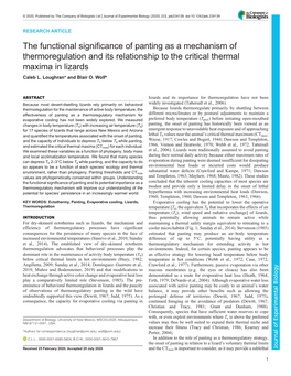 The Functional Significance of Panting As a Mechanism of Thermoregulation and Its Relationship to the Critical Thermal Maxima in Lizards Caleb L