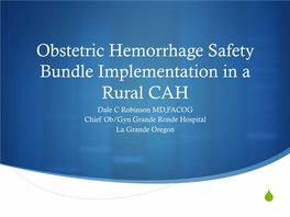 Ⅰ Obstetric Hemorrhage Safety Bundle Implementation in a Rural