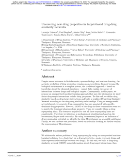 Uncovering New Drug Properties in Target-Based Drug-Drug Similarity Networks