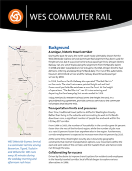 WES Commuter Rail Tour Fact Sheet / July 2016