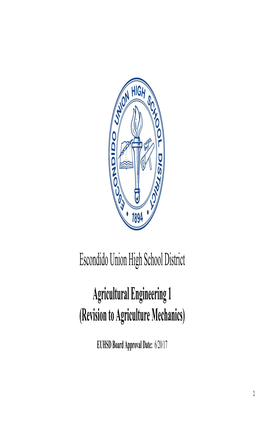 Escondido Union High School District Agricultural Engineering 1