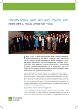 Behind the Scenes: Jurong Lake District, Singapore Panel Insights on the ULI Advisory Services Panel Process ULI