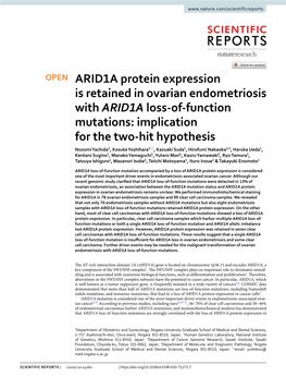 ARID1A Protein Expression Is Retained in Ovarian Endometriosis