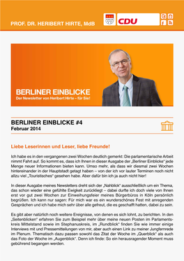 BERLINER EINBLICKE #4 Februar 2014