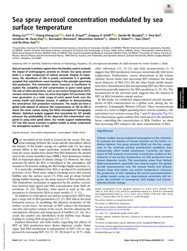 Sea Spray Aerosol Concentration Modulated by Sea Surface Temperature