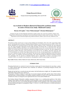 An Overlook to Houbara Bustard (Chlamydotis Undulata) Status In