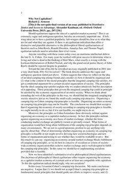 1 Why Not Capitalism? Richard J. Arneson [This Is the Not-Quite-Final Version of an Essay Published in Distributive Justice