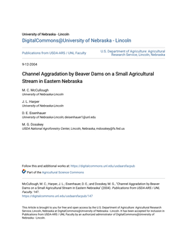 Channel Aggradation by Beaver Dams on a Small Agricultural Stream in Eastern Nebraska