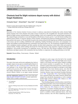 Chestnuts Bred for Blight Resistance Depart Nursery with Distinct Fungal Rhizobiomes