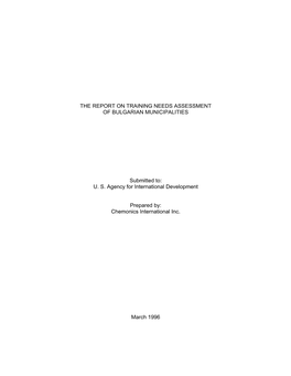 The Report on Training Needs Assessment of Bulgarian Municipalities