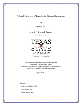 Applied Research Project Master of Public Administration Andrea Saiz