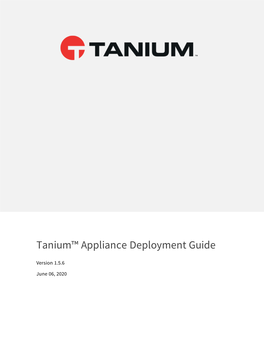 Tanium™ Appliance Deployment Guide