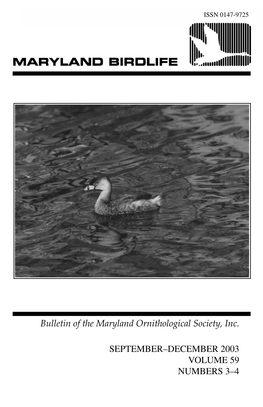 Bulletin of the Maryland Ornithological Society, Inc. SEPTEMBER
