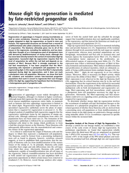 Mouse Digit Tip Regeneration Is Mediated by Fate-Restricted Progenitor Cells