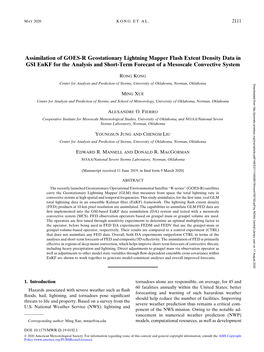 Assimilation of GOES-R Geostationary Lightning Mapper Flash Extent Density Data in GSI Enkf for the Analysis and Short-Term Forecast of a Mesoscale Convective System