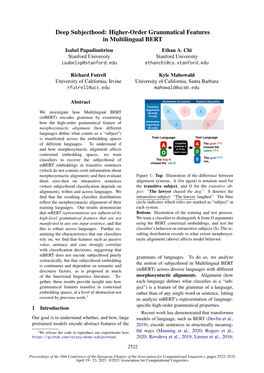 Higher-Order Grammatical Features in Multilingual BERT Isabel Papadimitriou Ethan A