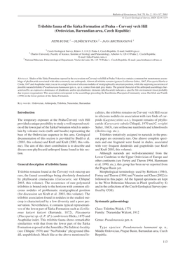 Trilobite Fauna of the Šárka Formation at Praha – Červený Vrch Hill (Ordovician, Barrandian Area, Czech Republic)