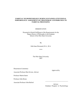 Parietal Neurophysiology During Sustained Attentional Performance: Assessment of Cholinergic Contribution to Parietal Processing