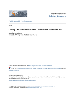 French Catholicism's First World War