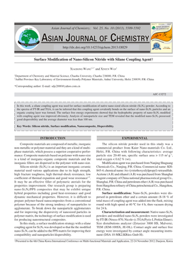 Surface Modification of Nano-Silicon Nitride with Silane Coupling Agent†