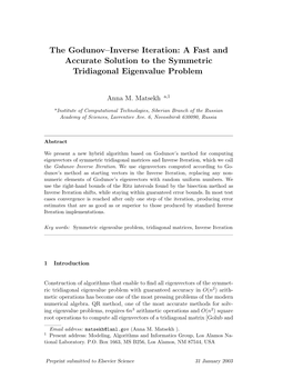 The Godunov–Inverse Iteration: a Fast and Accurate Solution to the Symmetric Tridiagonal Eigenvalue Problem