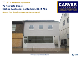 72 Newgate Street Bishop Auckland, Co Durham, DL14 7EQ