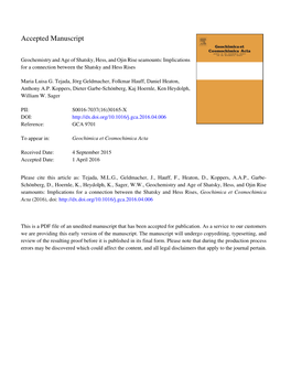 Geochemistry and Age of Shatsky, Hess, and Ojin Rise Seamounts: Implications for a Connection Between the Shatsky and Hess Rises