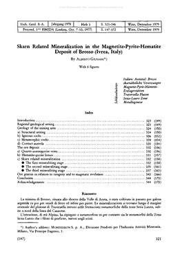 Skarn Related Mineralization in the Magnetite-Pyrite-Hematite Deposit of Brosso (Ivrea, Italy)